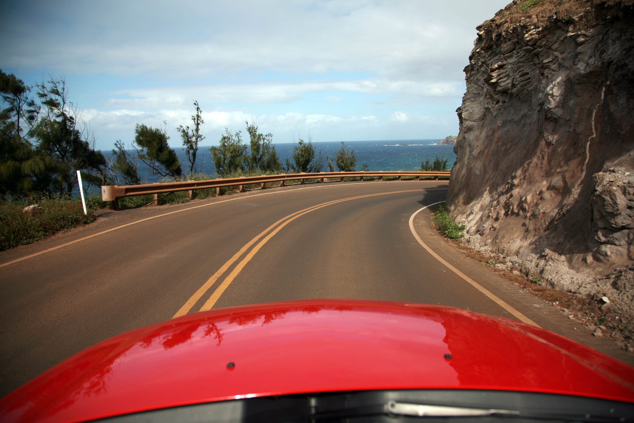A red car in Maui